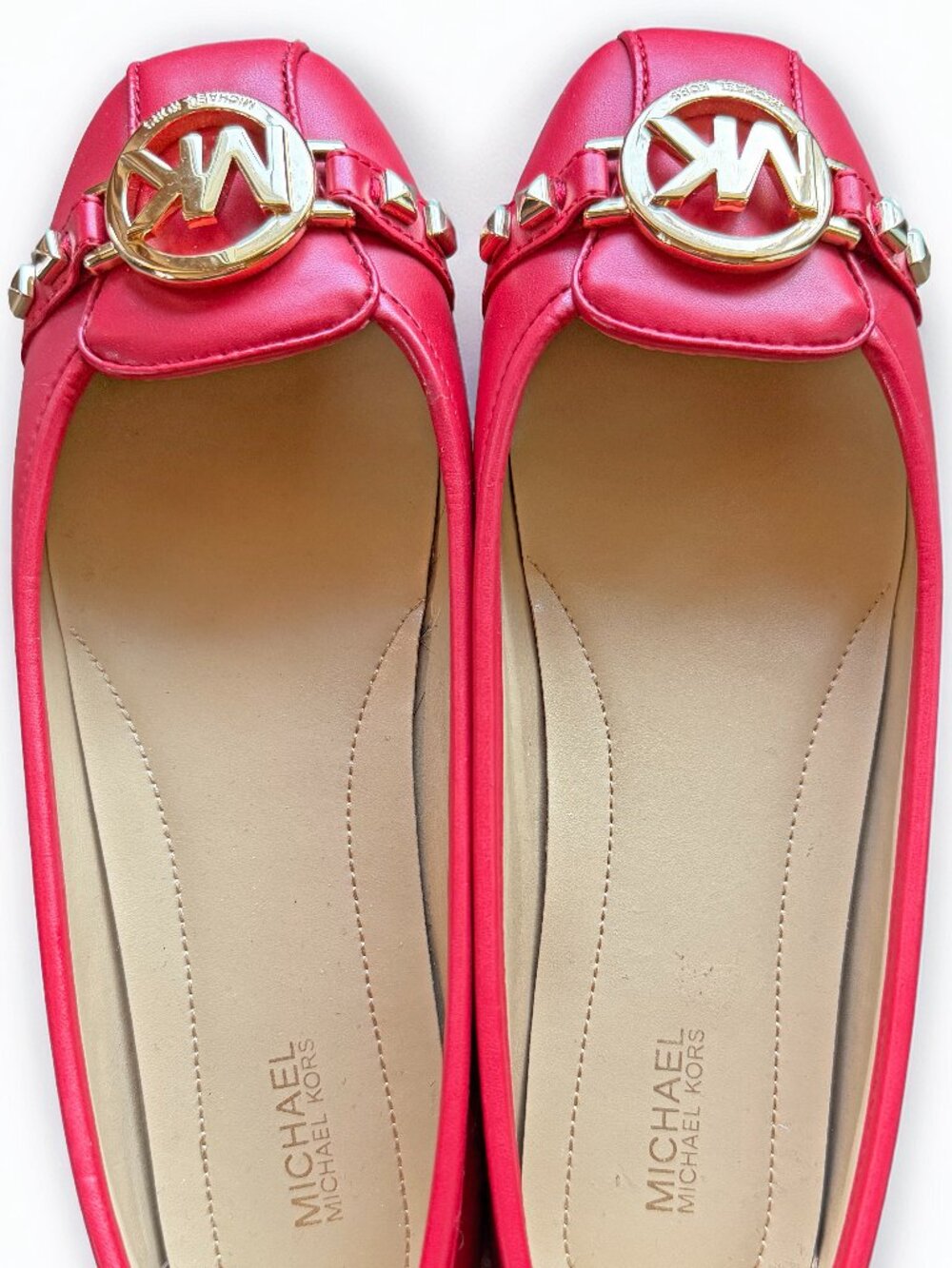 MICHAEL KORS Fulton Mocassin Leather Flats in Red Size, Read Description .